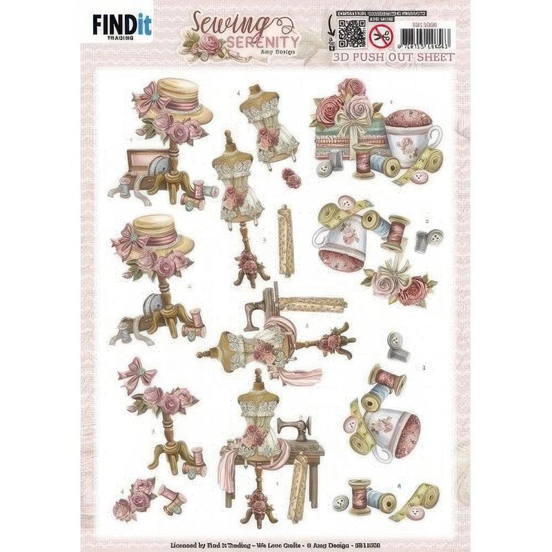 Find It Trading - 3D Paper Tole sheet - Sewing Serenity - Mannequin
