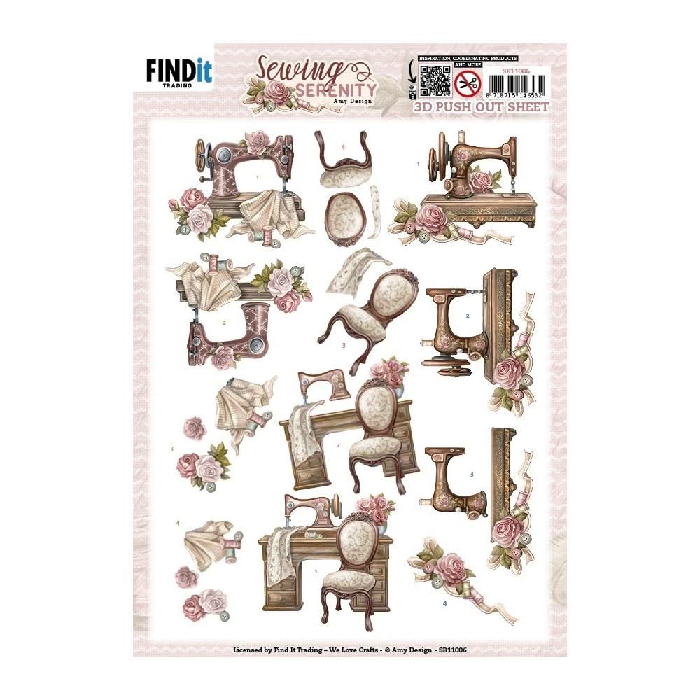 Find It Trading - 3D Paper Tole sheet - Sewing Serenity - Sewing Machine