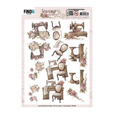 Find It Trading - 3D Paper Tole sheet - Sewing Serenity - Sewing Machine