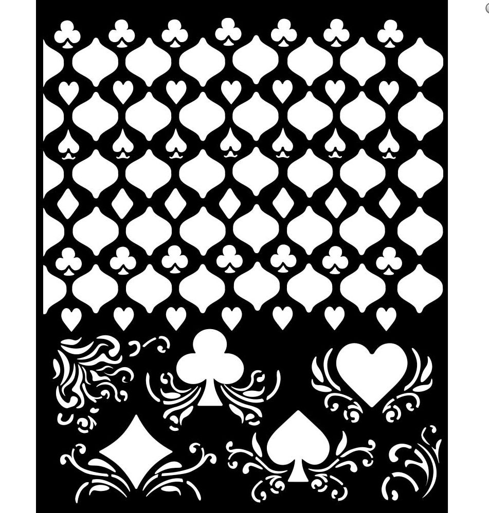 Stamperia - Thick Stencil - 20x25cm - Master of Magic - Cards Pattern