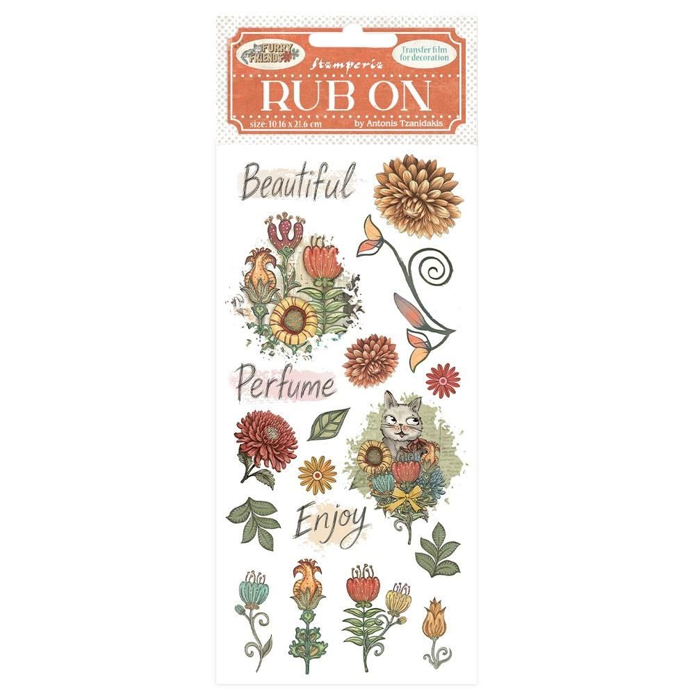 Stamperia - Furry Friends - Rub-ons - Flowers