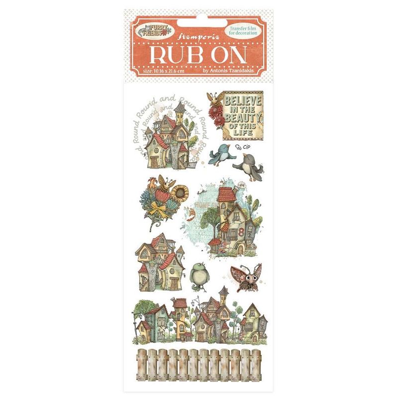 Stamperia - Furry Friends - Rub-ons - Houses