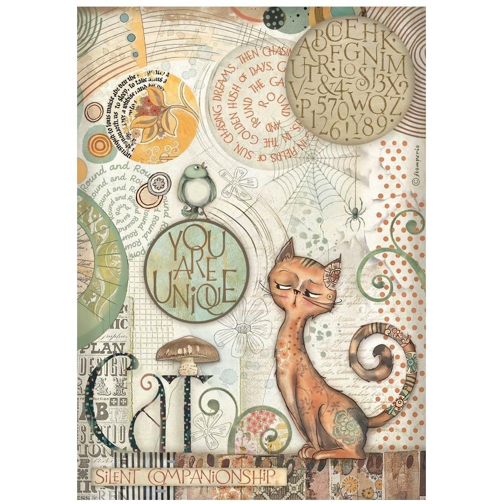 Stamperia - Furry Friends - A4 Rice Paper - You are Unique Cat