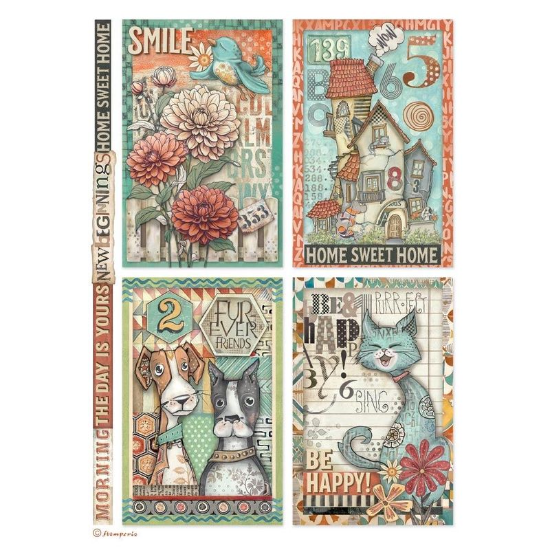 Stamperia - Furry Friends - A4 Rice Paper - 4 Cards