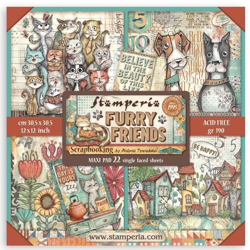 Stamperia - Furry Friends - 12&quot;x12&quot; Single-sided Paper Pad