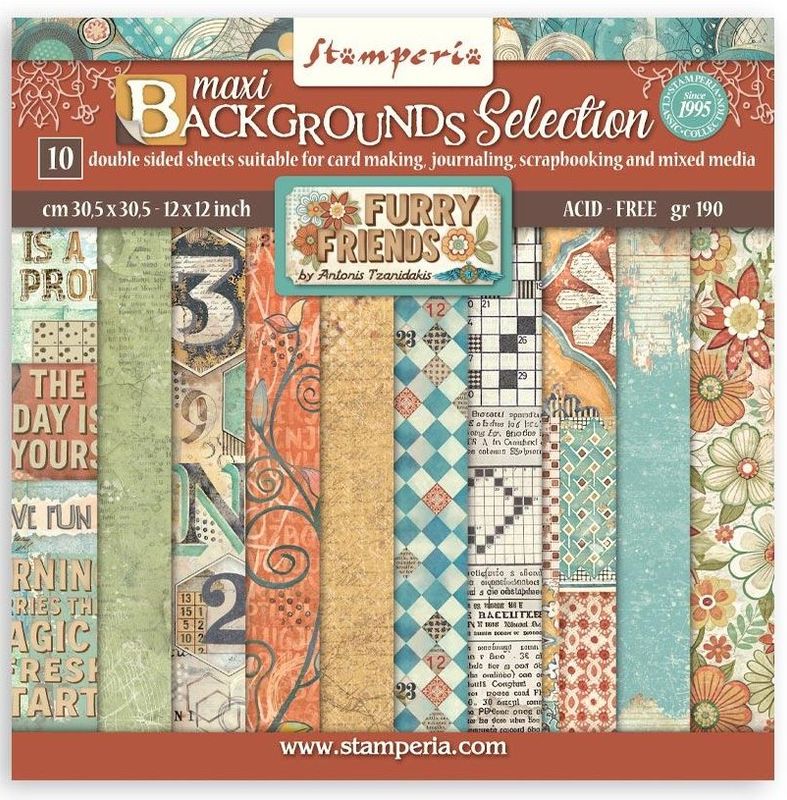 Stamperia - Furry Friends - 12&quot;x12&quot; Double-sided Background Paper Pad