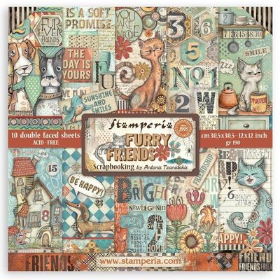 Stamperia - Furry Friends - 12&quot;x12&quot; Double-sided Paper Pad