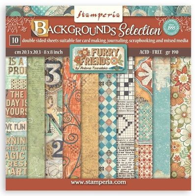 Stamperia - Furry Friends - 8&quot;x8&quot; Double-sided Background Paper Pad