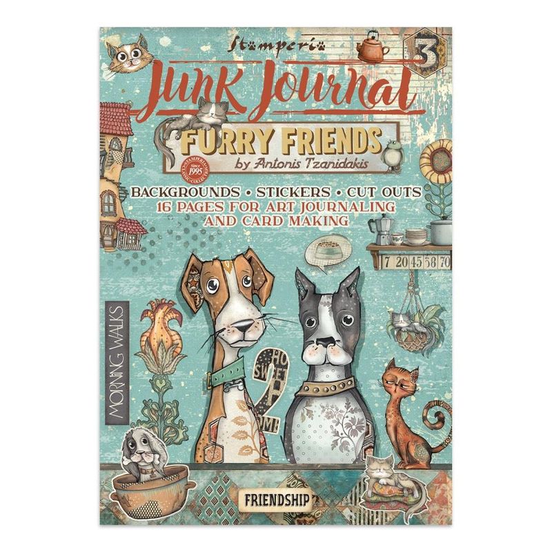 Stamperia - Furry Friends - Junk Journal Stickers, cut-Outs and Backgrounds