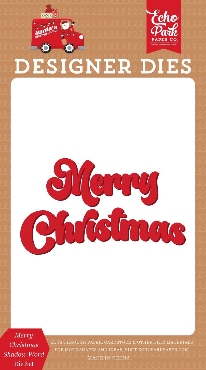 Echo Park - Santas Christmas Delivery - Word Die Set - Merry Christmas Shadow