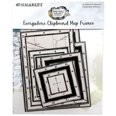 49 and Market - Vintage Artistry - Everywhere Chipboard Map Frames