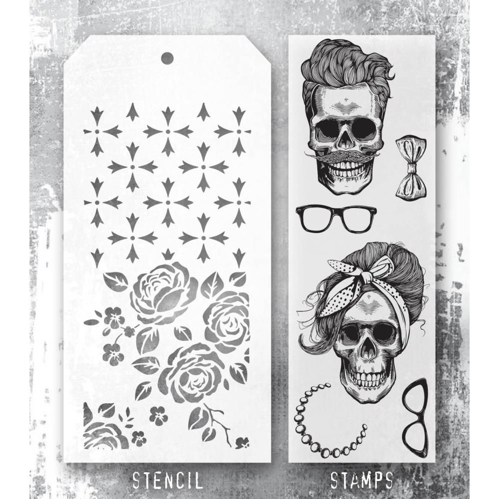 Stampers Anonymous - Tim Holtz - Stamp and Stencil Set - Hipster