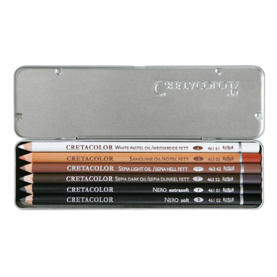 Cretacolor - Oil Pencil Sketching/Drawing Set - 6 piece
