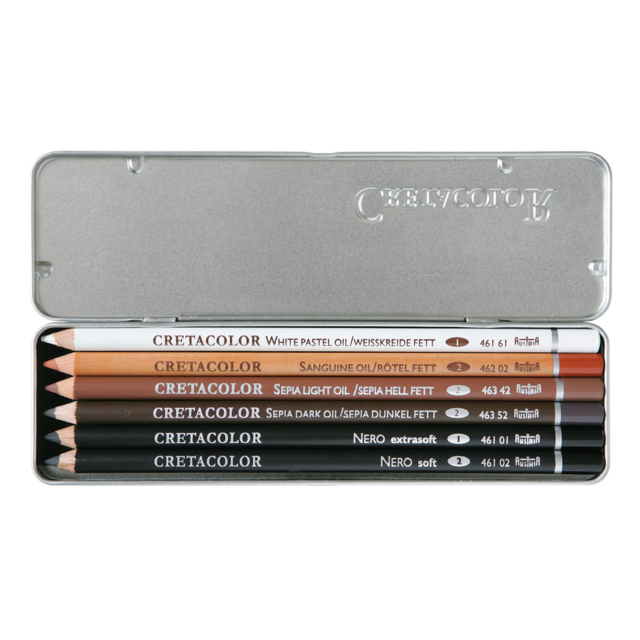 Cretacolor - Oil Pencil Sketching/Drawing Set - 6 piece