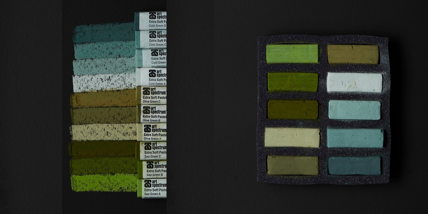 Art Spectrum Extra Soft Square Pastels - Greens - Set of 10
