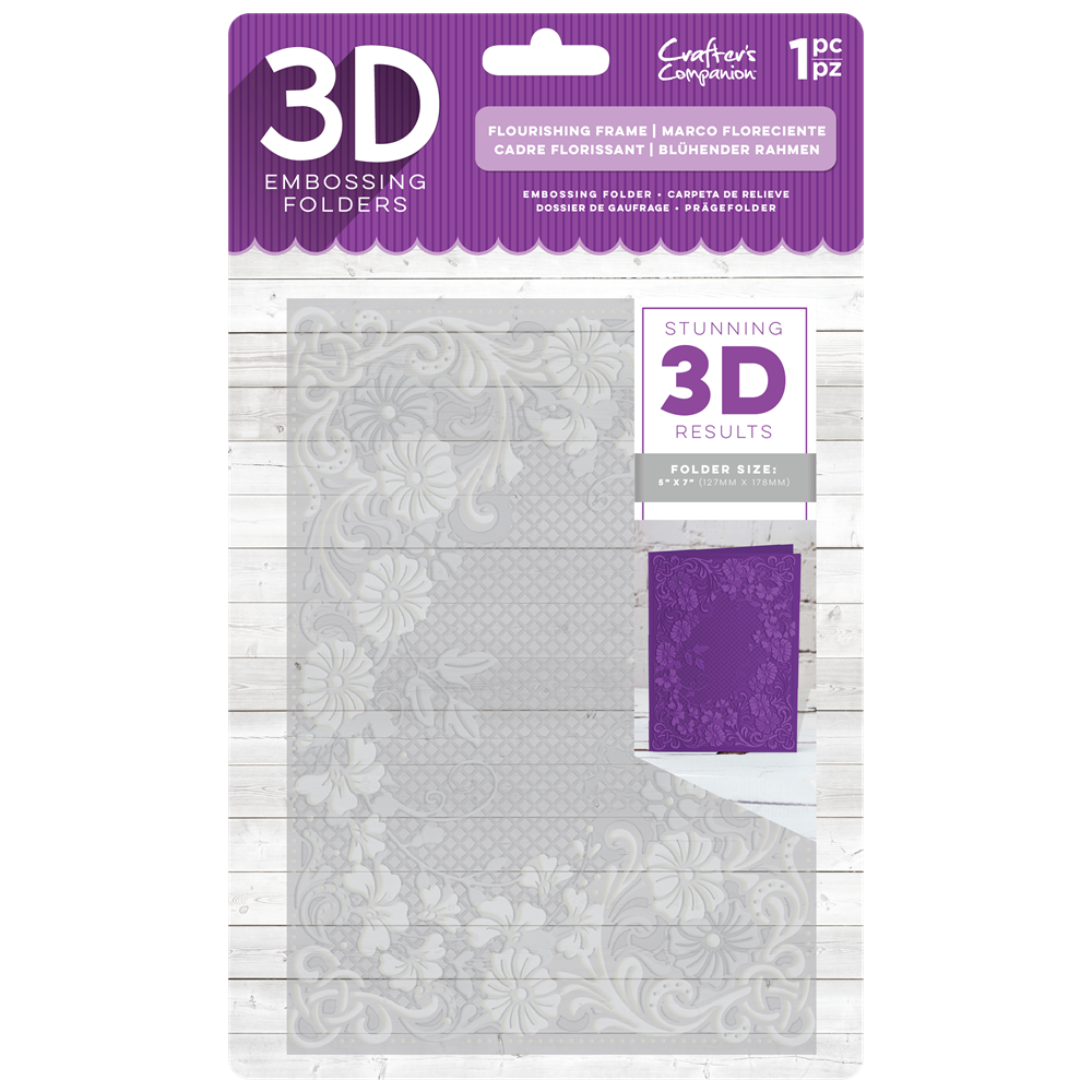 Crafter&#39;s Companion 5&quot; x 7&quot; 3D Embossing Folder - Flourishing Frame