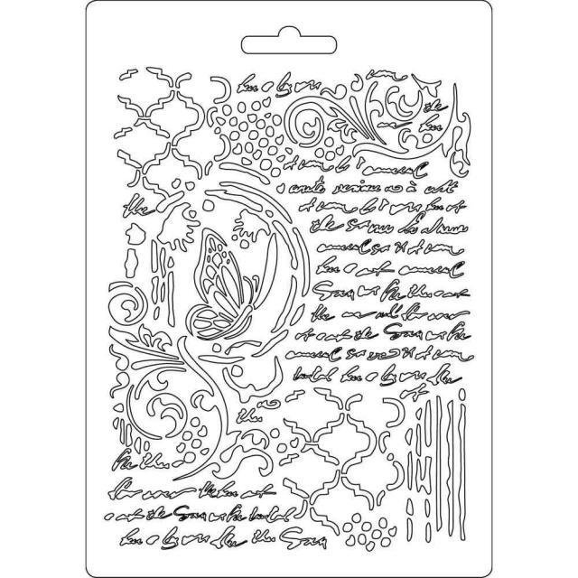 Stamperia - A5 Soft Mould - Butterfly and Manuscripts