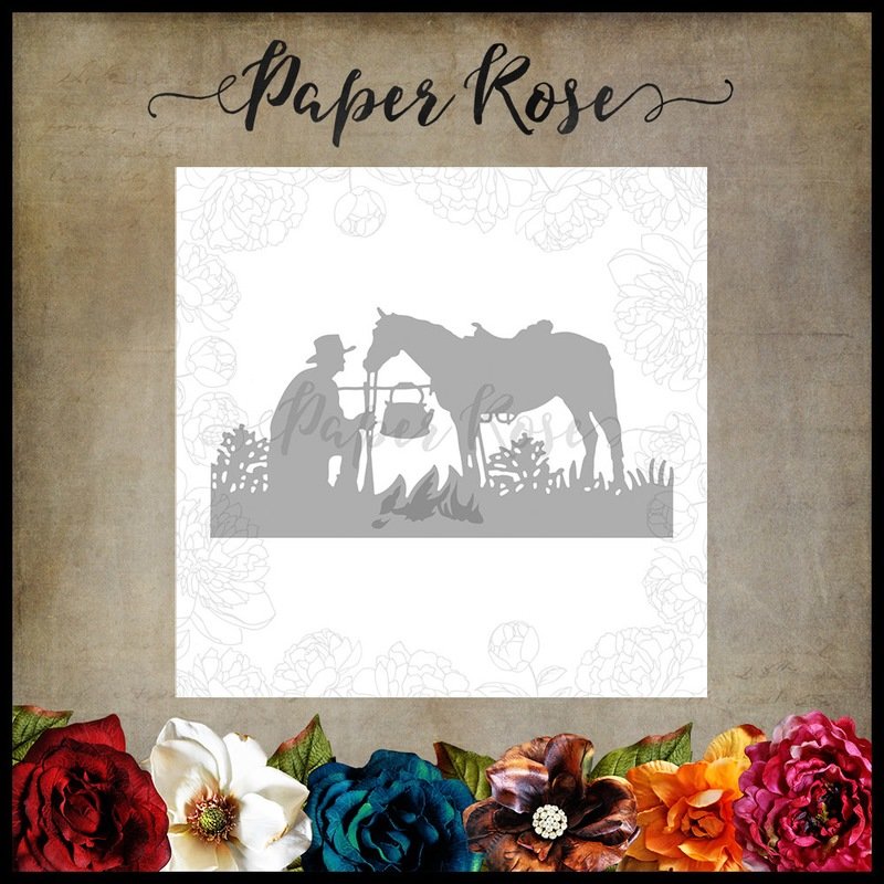 Paper Rose Metal die - Stockman with Horse
