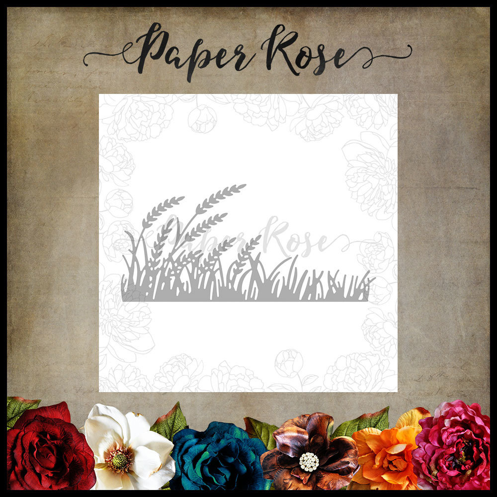 Paper Rose Metal Die - Wheat &amp; Grass Border