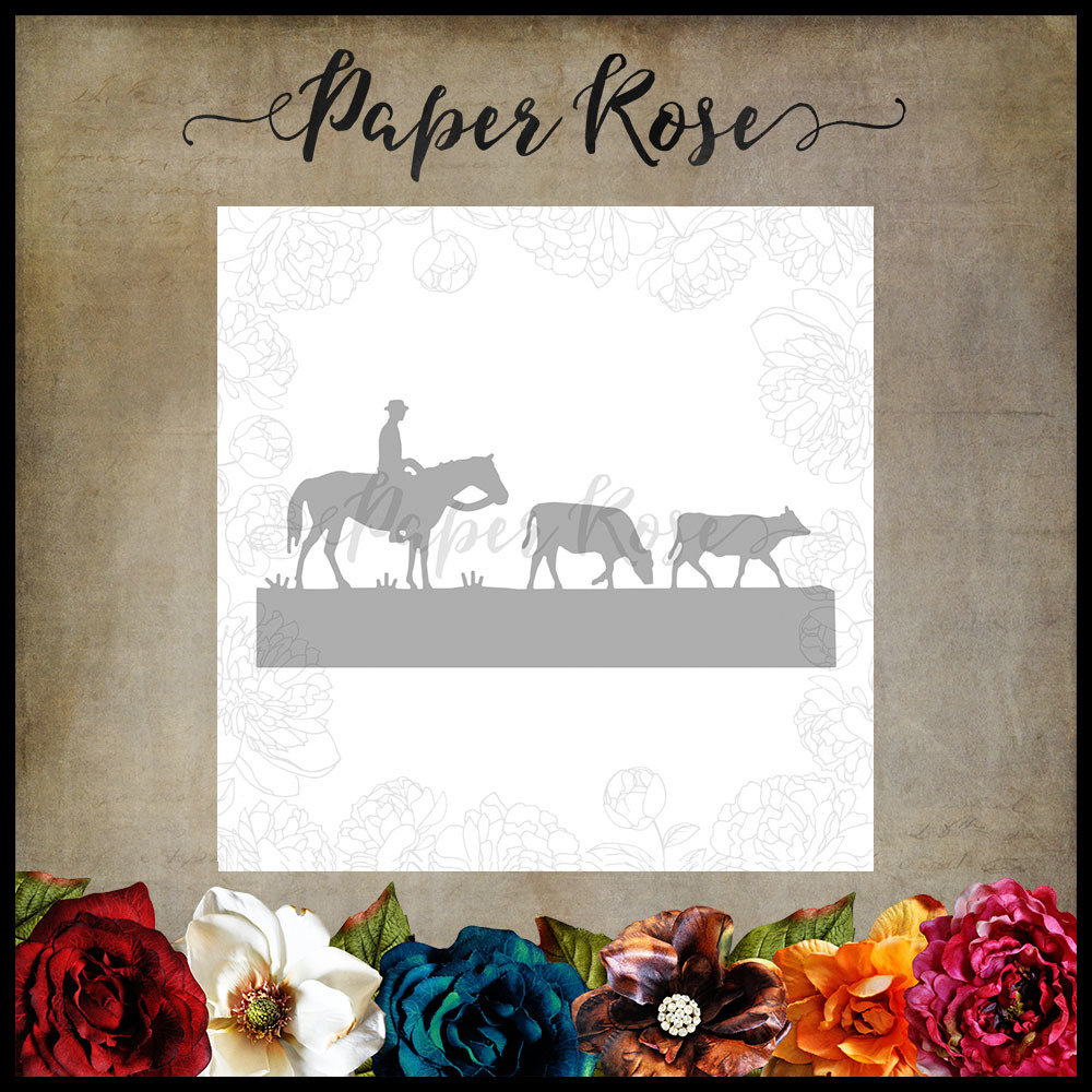 Paper Rose Metal cutting die - Stockman with Cows