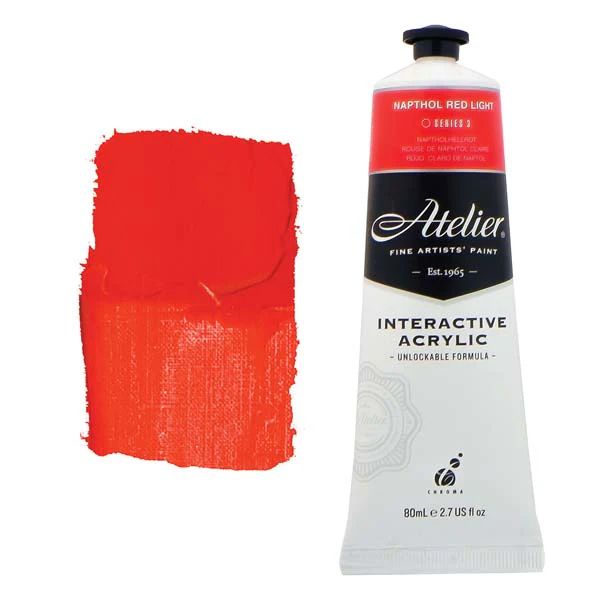 Atelier Interactive Artists Acrylic - Napthol Red Light - 80ml Tube