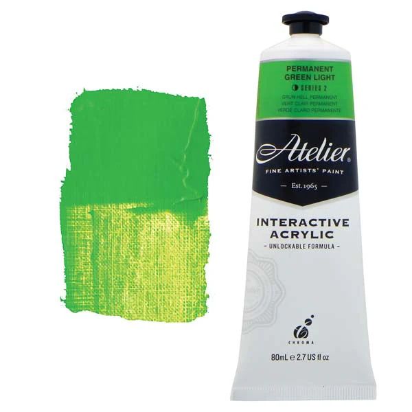 Atelier Interactive Artists Acrylic - Permanent Green Light - 80ml Tube