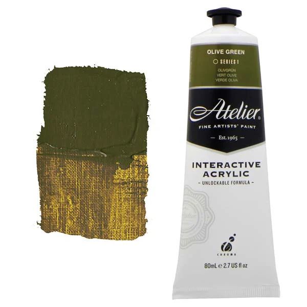 Atelier Interactive Artists Acrylic - Olive Green - 80ml Tube Atelier Interactive Artists Acrylic - Olive Green - 80ml Tube