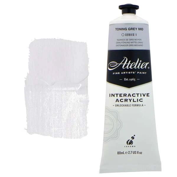 Atelier Interactive Artists Acrylic - Toning Grey Mid - 80ml Tube