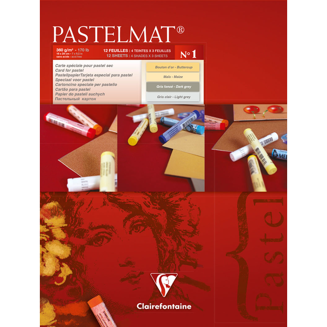 Clairefontaine - PASTELMAT Paper Pad - 360gsm - No.1 - 18x24cm Clairefontaine - PASTELMAT Paper Pad - 360gsm - No.1 - 18x24cm