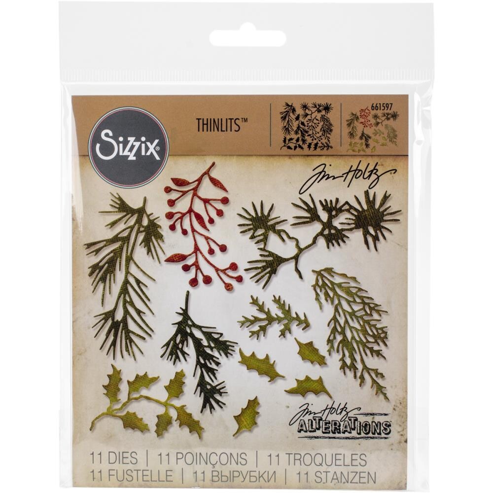 Sizzix Thinlits Dies By Tim Holtz - Holiday Greens - Mini Sizzix Thinlits Dies By Tim Holtz - Holiday Greens - Mini