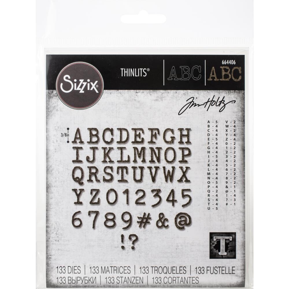 Sizzix - Tim Holtz - Thinlits - Alphanumeric - Tiny Type - Upper Sizzix - Tim Holtz - Thinlits - Alphanumeric - Tiny Type - Upper