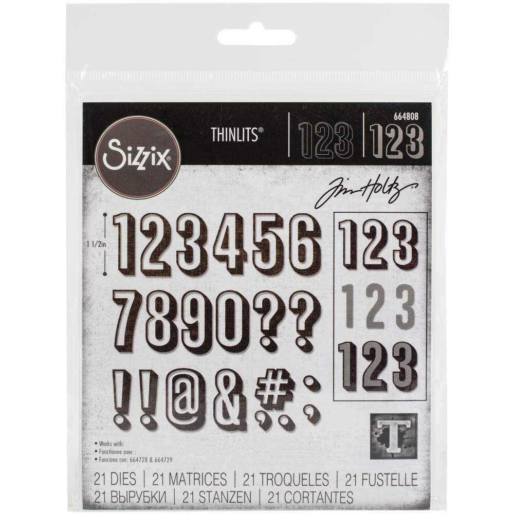 Sizzix - Tim Holtz - Thinlits - Alphanumeric Shadow Numbers