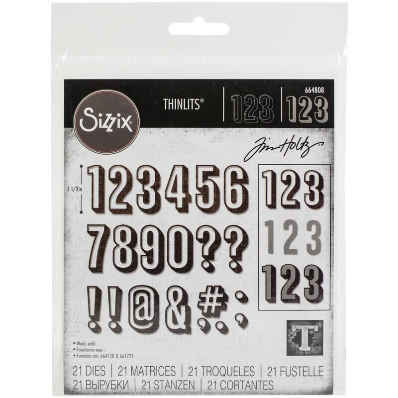 Sizzix - Tim Holtz - Thinlits - Alphanumeric Shadow Numbers