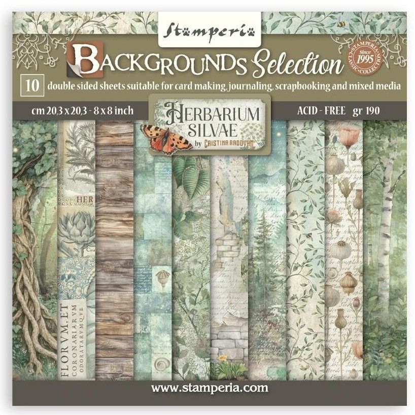 Stamperia - Herbarium Silvae - 8"x8" Background Paper Pad