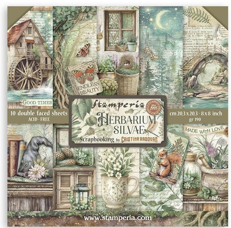 Stamperia - Herbarium Silvae - 8&quot;x8&quot; double-sided Paper Pad