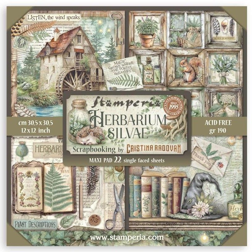 Stamperia - Herbarium Silvae - 12"x12" Single-sided Paper Pad