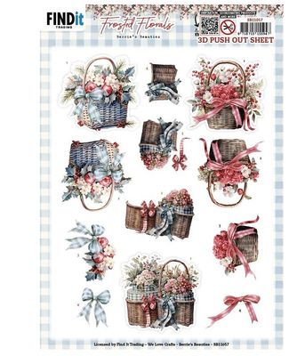 Find It Trading - 3D Paper Tole sheet - Frosted Florals - Basket