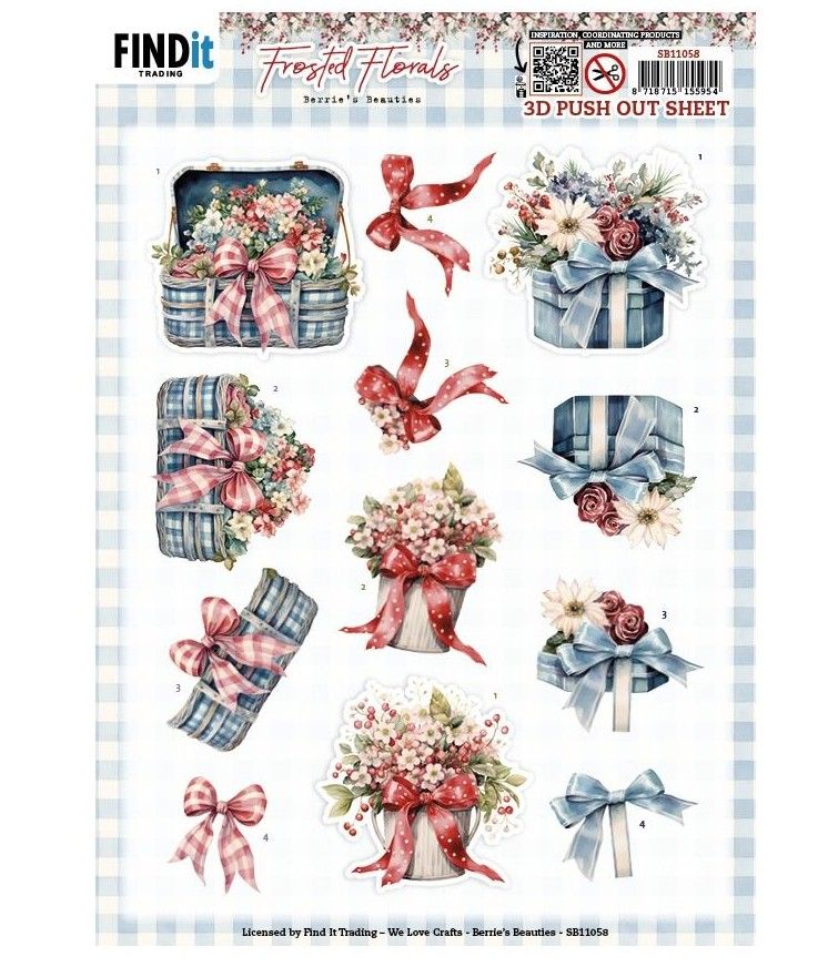 Find It Trading - 3D Paper Tole sheet - Frosted Florals - Bow