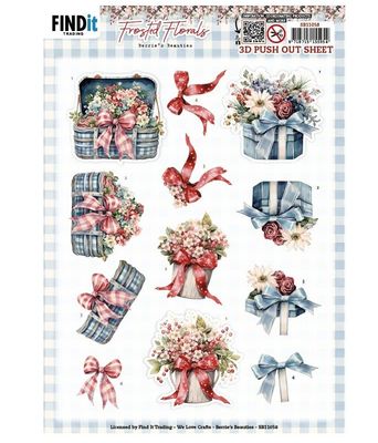 Find It Trading - 3D Paper Tole sheet - Frosted Florals - Bow
