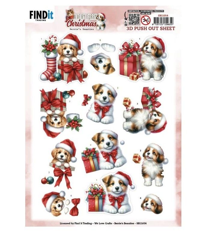 Find It Trading - 3D Paper Tole sheet - A Very Furry Christmas - Puppy