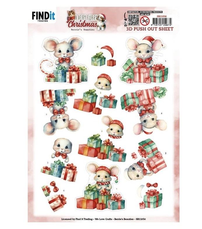 Find It Trading - 3D Paper Tole sheet - A Very Furry Christmas - Mouse