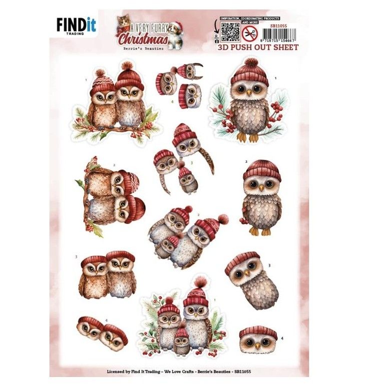 Find It Trading - 3D Paper Tole sheet - A Very Furry Christmas - Owl