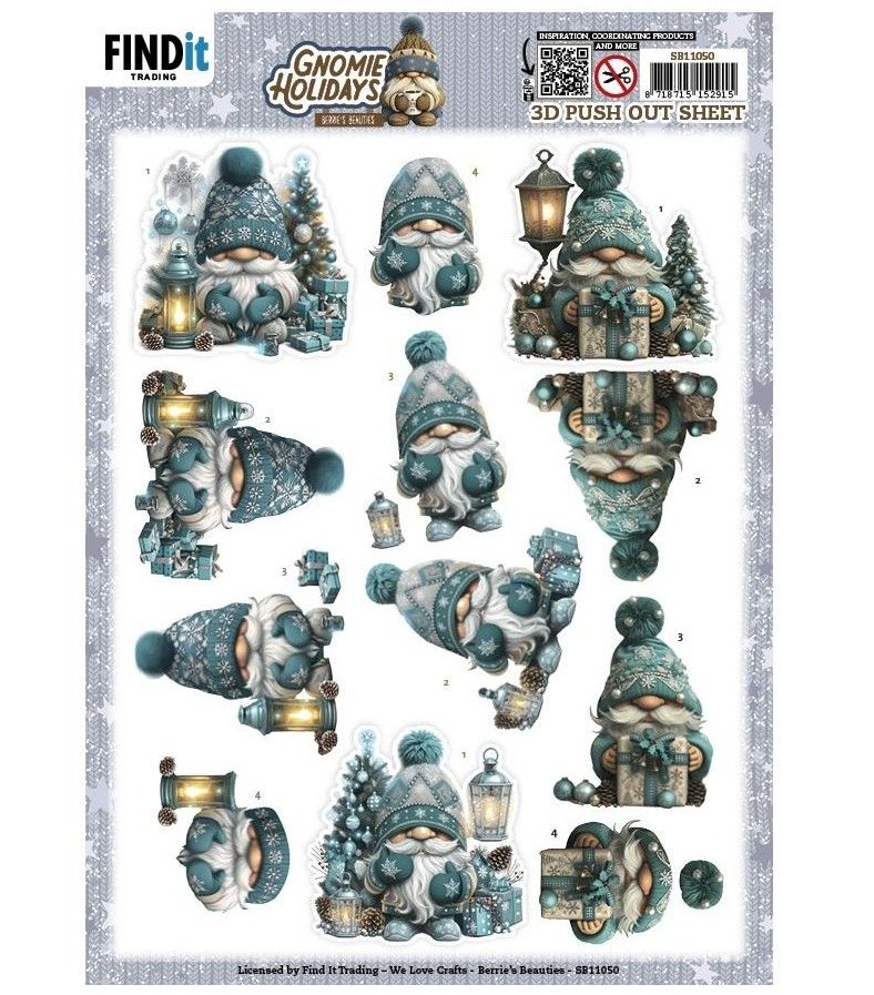 Find It Trading - 3D Paper Tole sheet - Gnome Holidays - Emerald