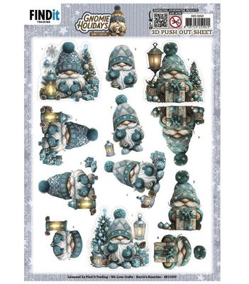 Find It Trading - 3D Paper Tole sheet - Gnome Holidays - Emerald