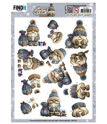 Find It Trading - 3D Paper Tole sheet - Gnome Holidays - Navy