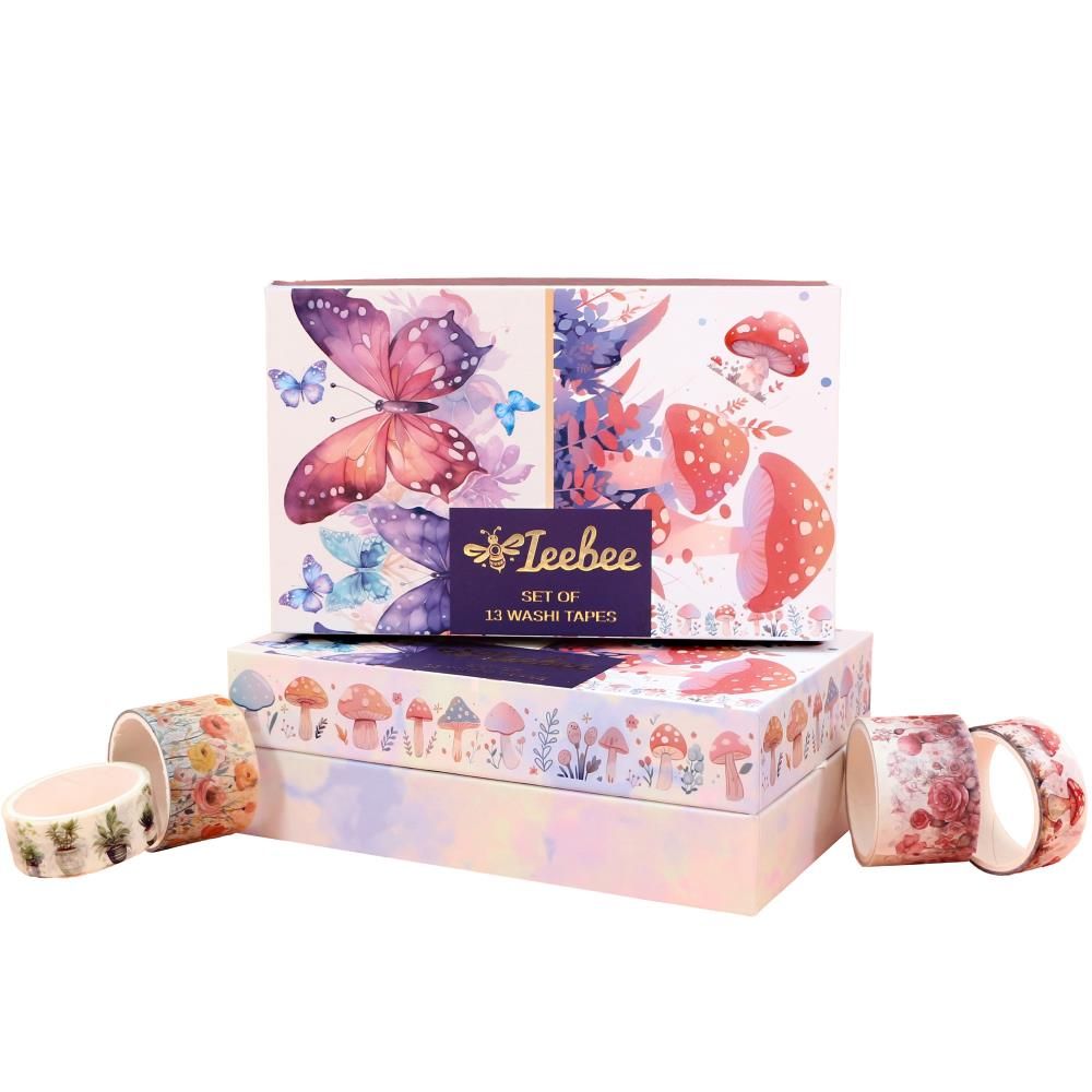 Ieebee Tapes - Washi tape Packs - Mushroom Butterfly - 13 Rolls