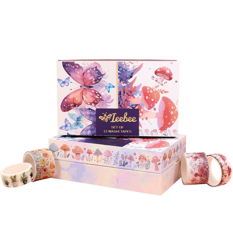 Ieebee Tapes - Washi tape Packs - Mushroom Butterfly - 13 Rolls