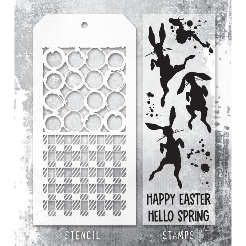 Stampers Anonymous - Tim Holtz - Stamp and Stencil Set - Bunny Hop