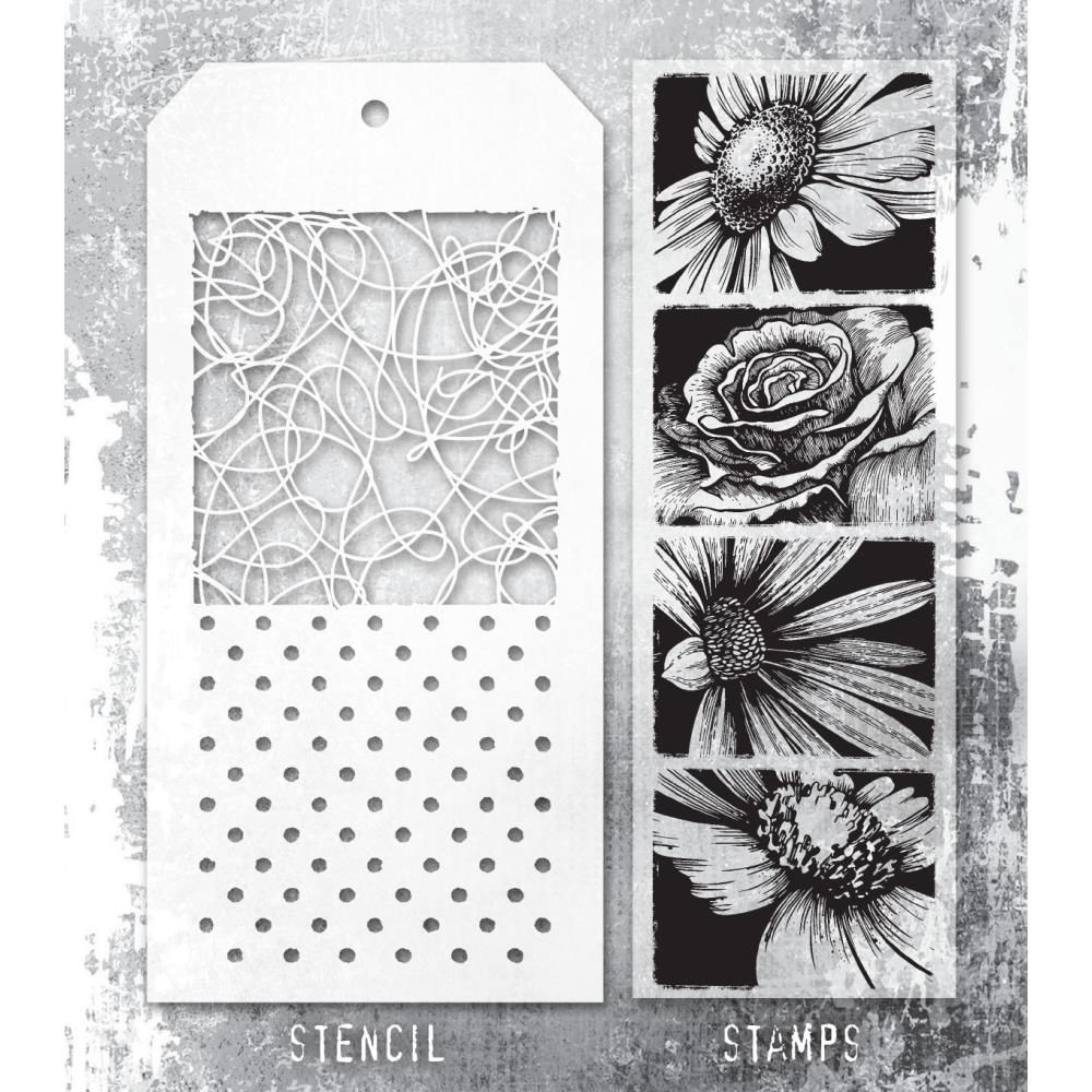 Stampers Anonymous - Tim Holtz - Stamp and Stencil Set - Bold Botanicals