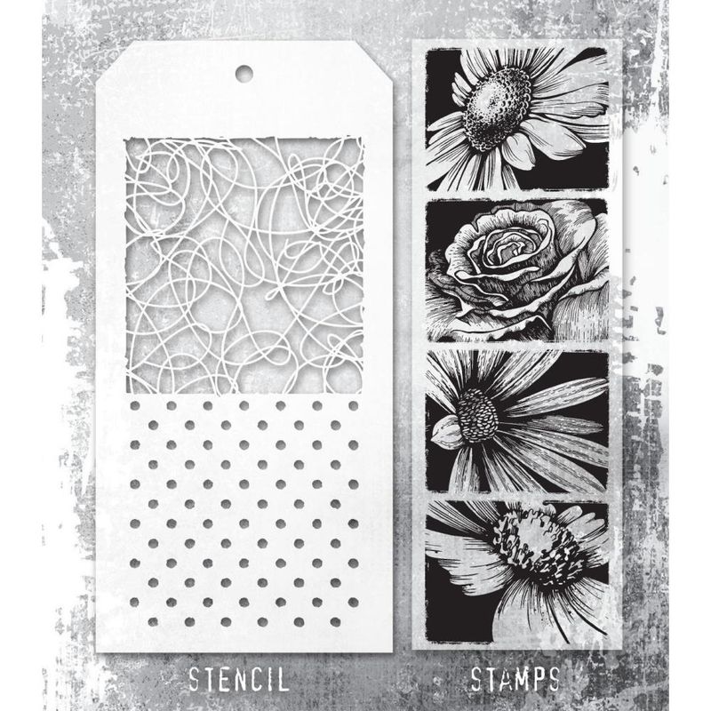 Stampers Anonymous - Tim Holtz - Stamp and Stencil Set - Bold Botanicals